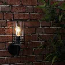 ValueLights IP44 Rated Black Fisherman's Lantern Cage Outdoor Garden Wired Wall Light