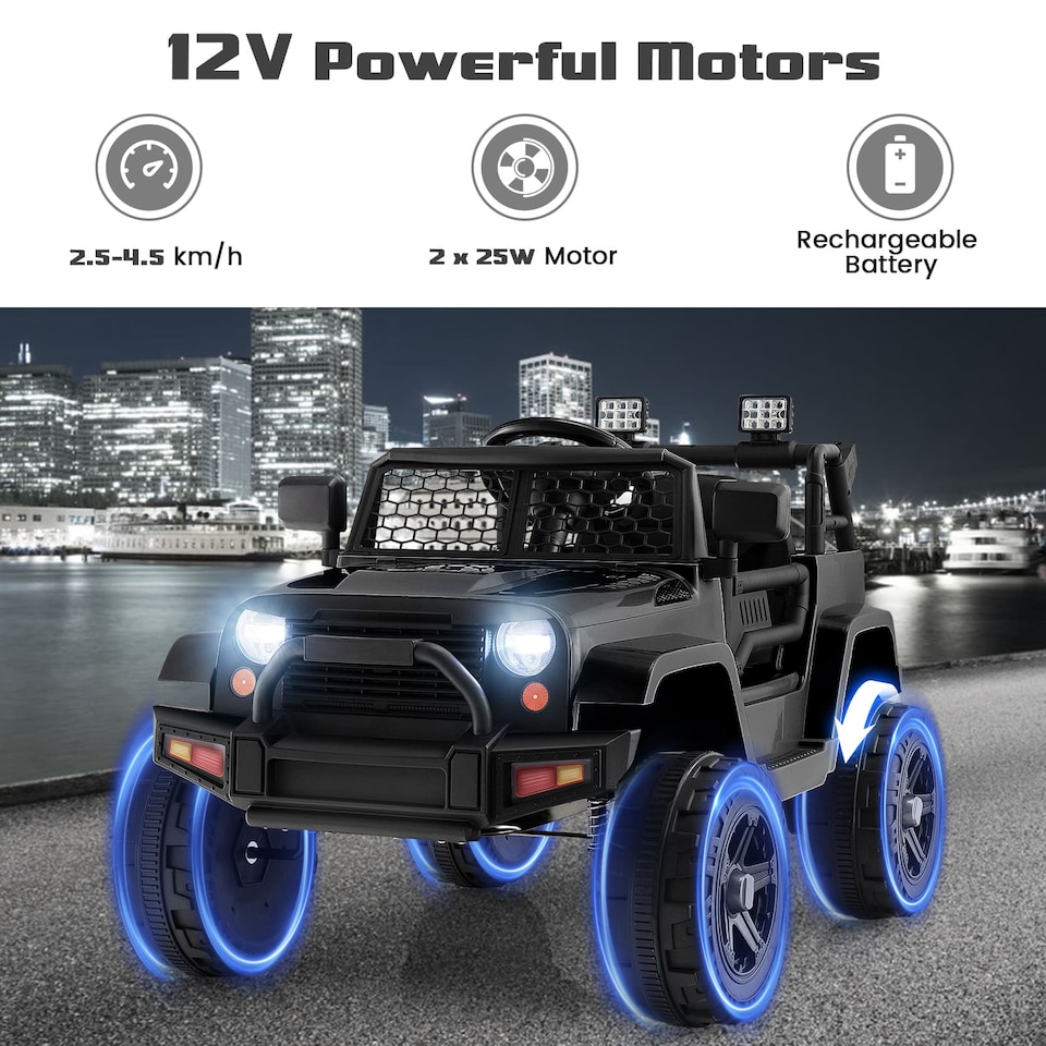 image 1 of COSTWAY 12V Powered Ride On Truck Electric Kids Car Black