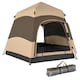 image 1 of Outsunny Double Layer Pop Up Tent with Rainfly, Portable Camping Shelter | Brown