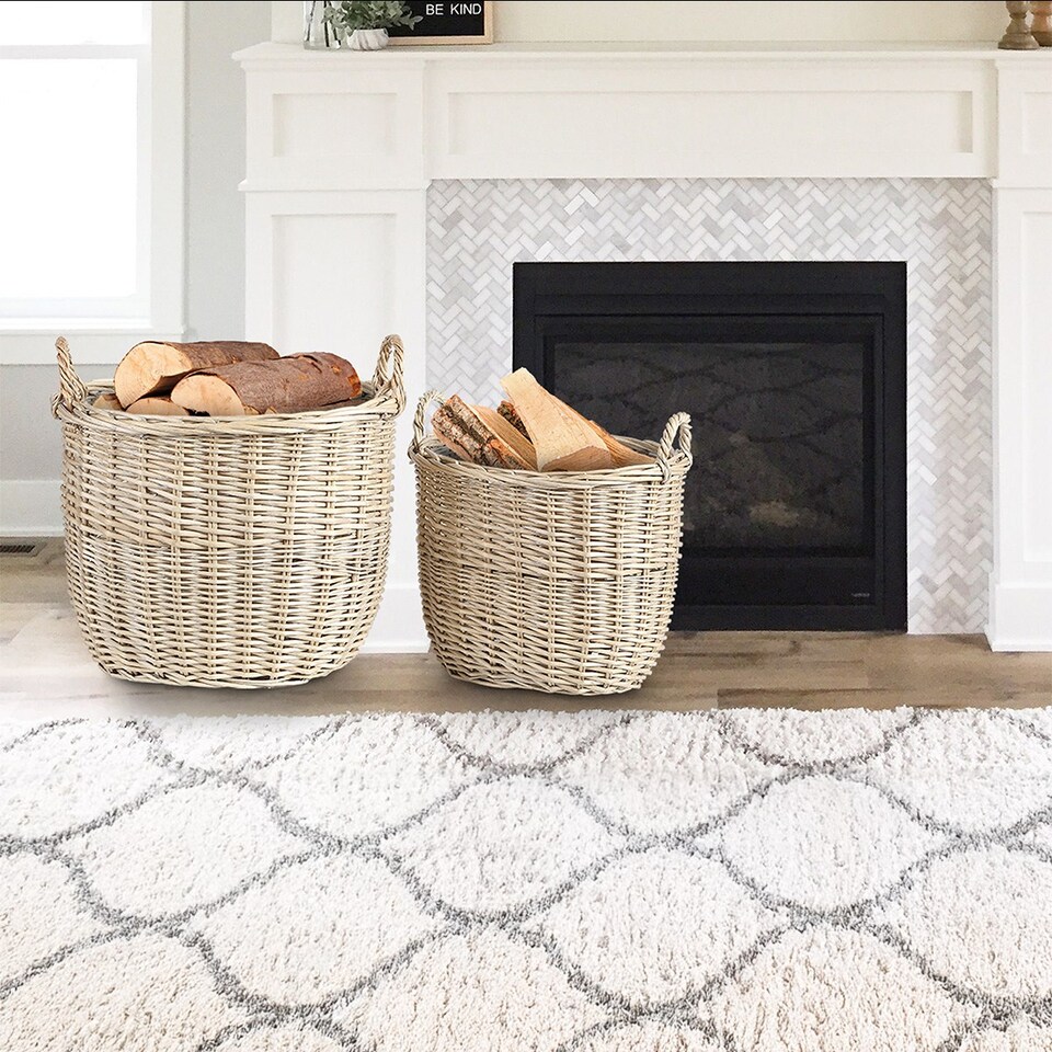 image 1 of Wickerfield Oval Wicker Log and Storage Basket with Handles