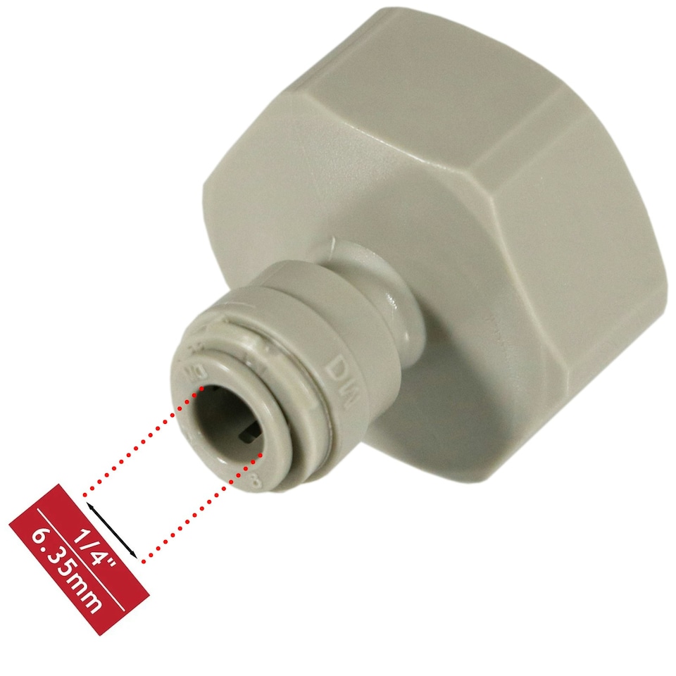 image 1 of SPARES2GO Female Adaptor 1/4" Push Fit x 3/4" BSP for American Fridge Freezer Water Pipe (Pack of 2)