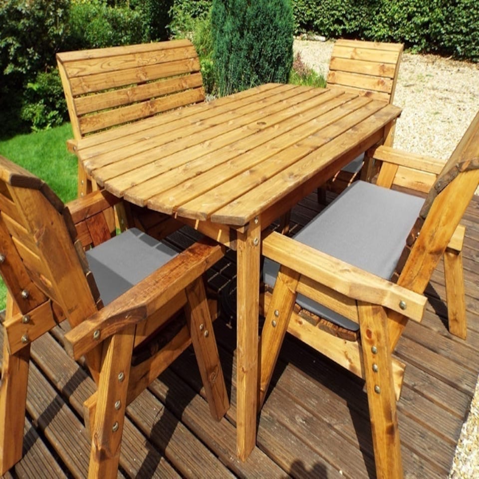 image 1 of Six Seater Rectangular Table Set with Cushion - W290 x D245 x H98 - Fully Assembled - Grey