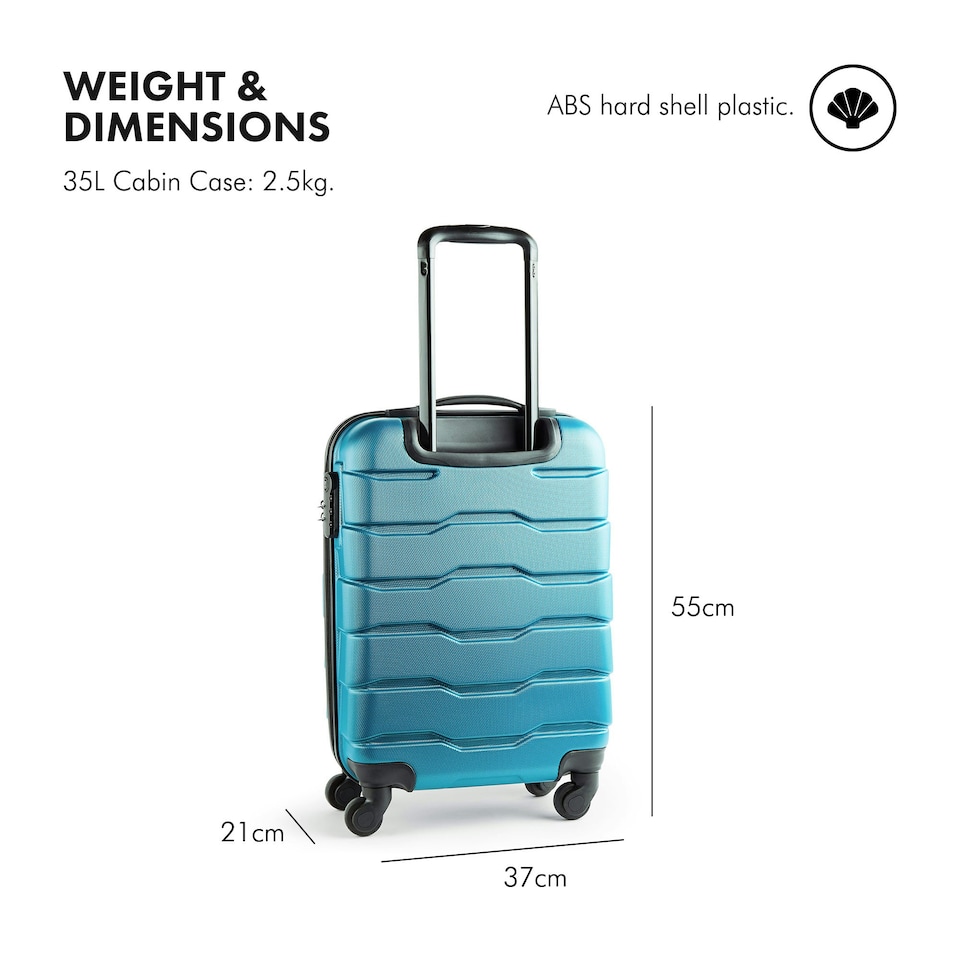 image 1 of VonHaus Teal Carry On Suitcase with 4 Spinner Wheels