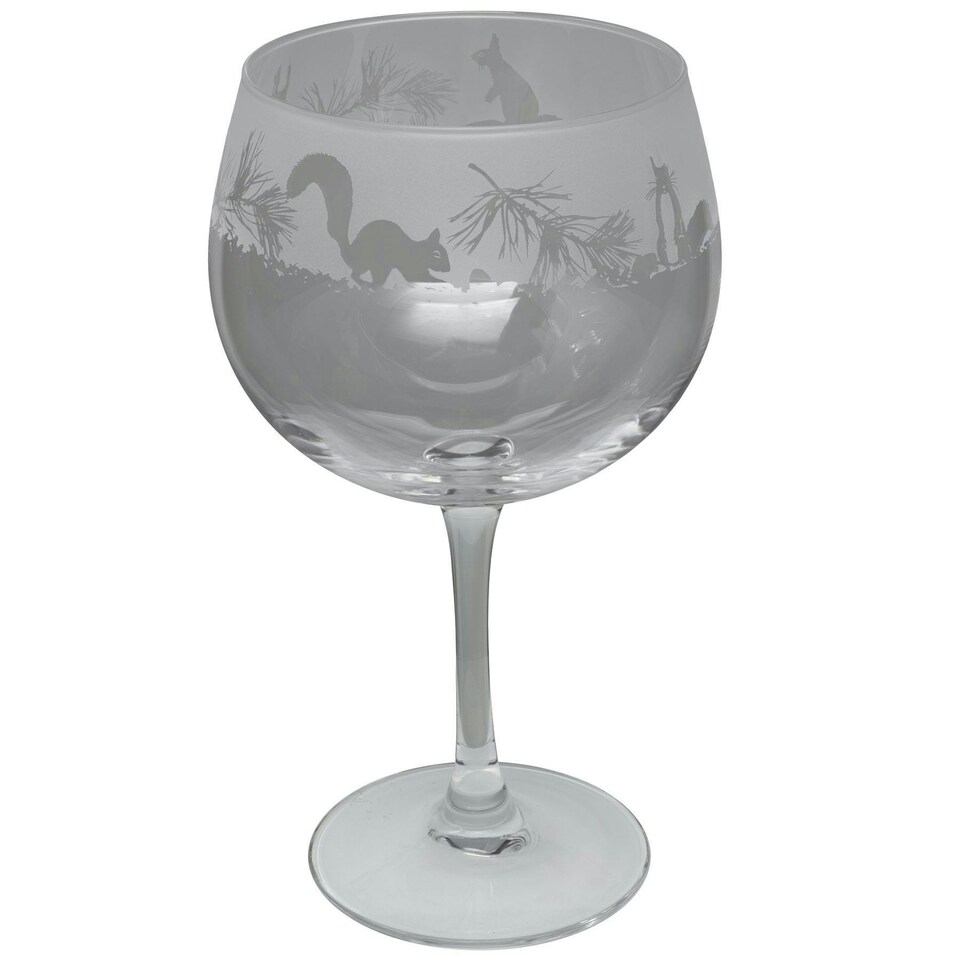 Animo Glass Etched Gin Balloon Glass Squirrel
