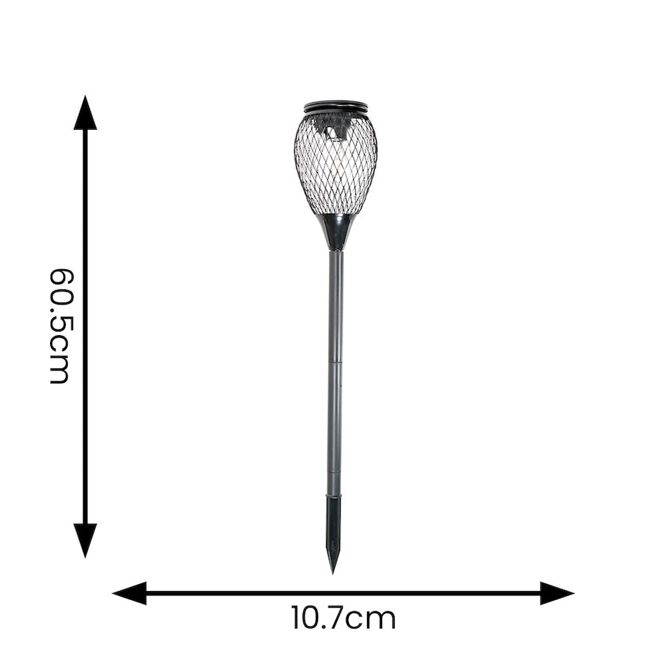 image 1 of ValueLights 2 Pack Solar Powered Outdoor Black Metal Cage Spike Lights Garden Stake Lamp