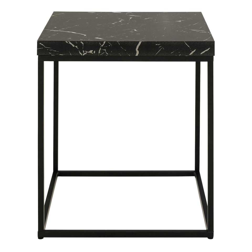 image 1 of Barossa Coffee Table with Black Marble Effect Top & Black Steel Base 40cm