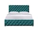 image 1 of 4ft6 Double Tufted Fabric Gas Lift Ottoman Bed Frame In Green