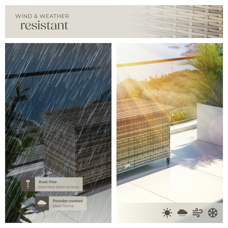 image 1 of Storage Box Kiruna - rattan garden furniture cushion storage 120 x 55 x 61.5 cm | Cream | nature | 121 x 56 x 60 cm | 1