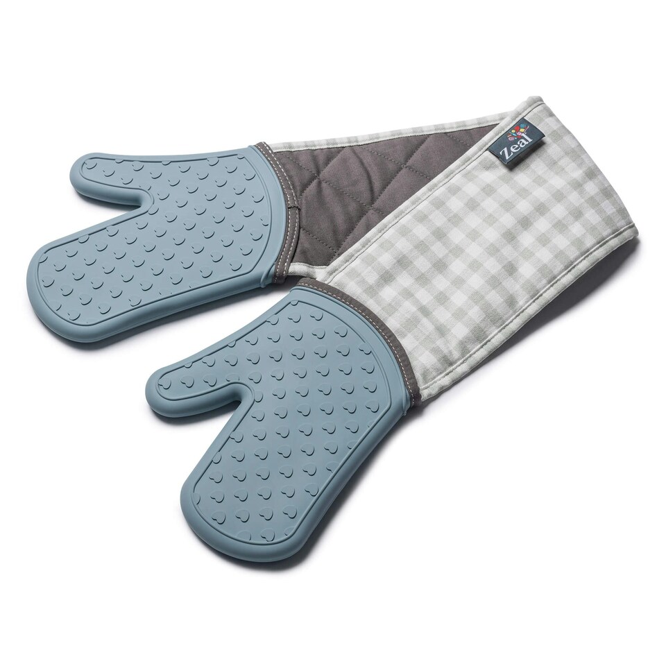 image 1 of Zeal Steam Stop™ Waterproof Silicone Double Oven Glove Blue | Duck Egg Blue