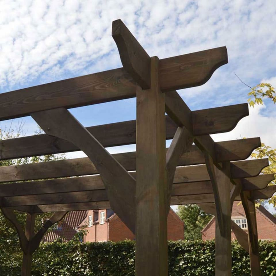 image 1 of Premium Pergola - Wood - L360 x W480 x H270 cm - Rustic Brown