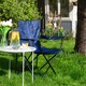 image 6 of Harbour Housewares Folding Canvas Camping Chairs - Matt Black/Navy - Pack of 2