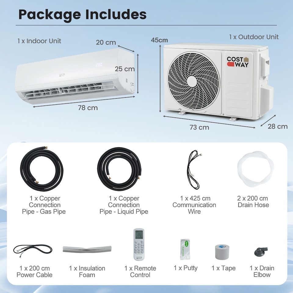 image 1 of COSTWAY 9000 BTU Mini Split Air Conditioner AC Unit with Heat Pump