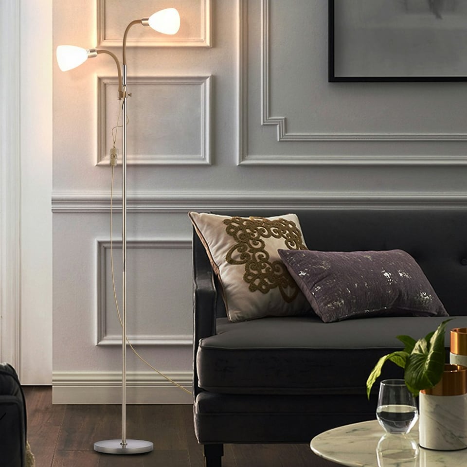 image 1 of Living and Home Modern 2-Head Floor Lamp for Living Room - Bronze