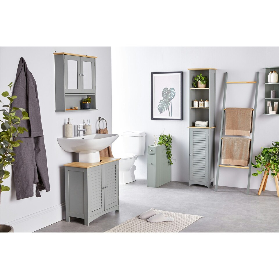 image 1 of VonHaus Shrewsbury Grey Bathroom 3 Tier Corner Shelf