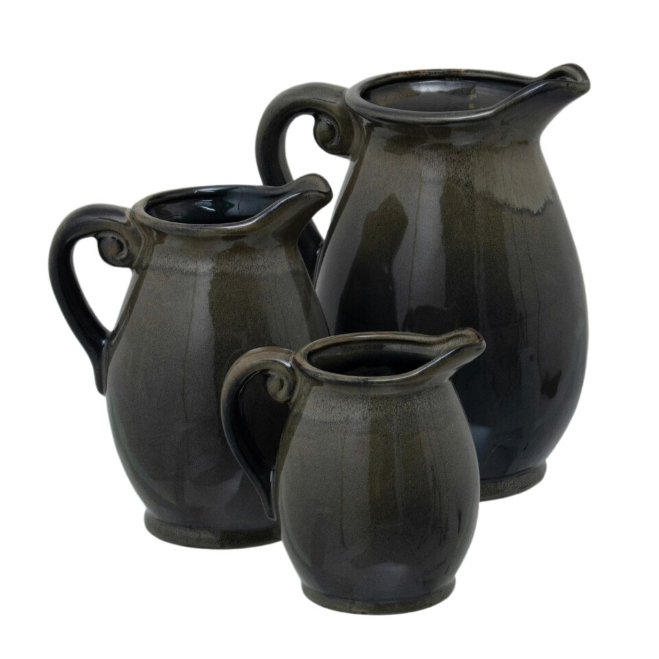 image 1 of Hill Interiors Olpe Vase - Olive - 22cm x 15cm x 16cm