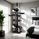image 10 of Cat Tree Hansi - 243 to 260 cm, sisal cat scratching posts - Black/White