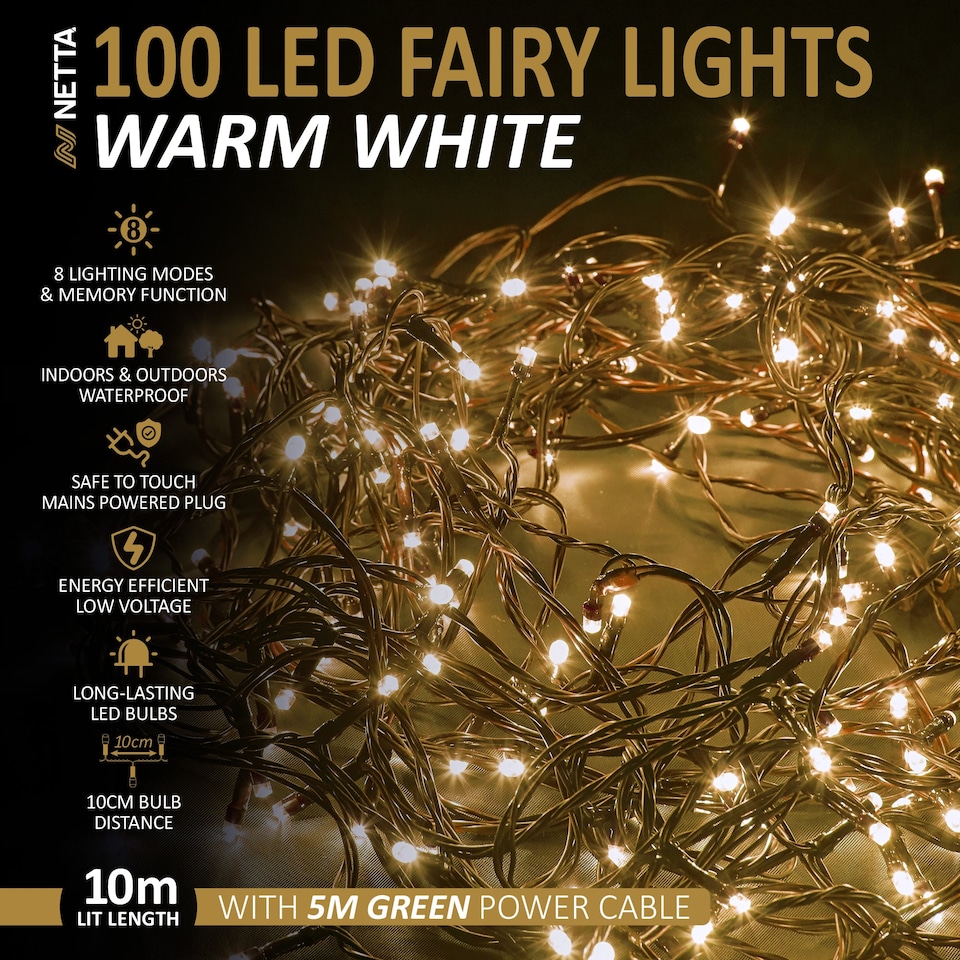image 1 of NETTA LED Fairy String Lights Outdoor and Indoor Plug In