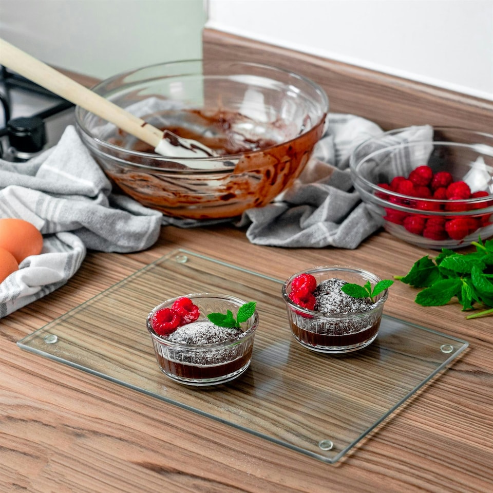 image 1 of Harbour Housewares Glass Chopping Board - 30 x 20cm - Cutting Board Worktop Saver Worksurface Protector Glass Chopping Board Clear