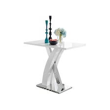 Furniturebox Atlanta Chrome Metal And White High Gloss 4 Seater Dining Table