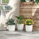 image 6 of Outsunny Set of 3 Round Plant Pots Outdoor 22cm for Garden, White 