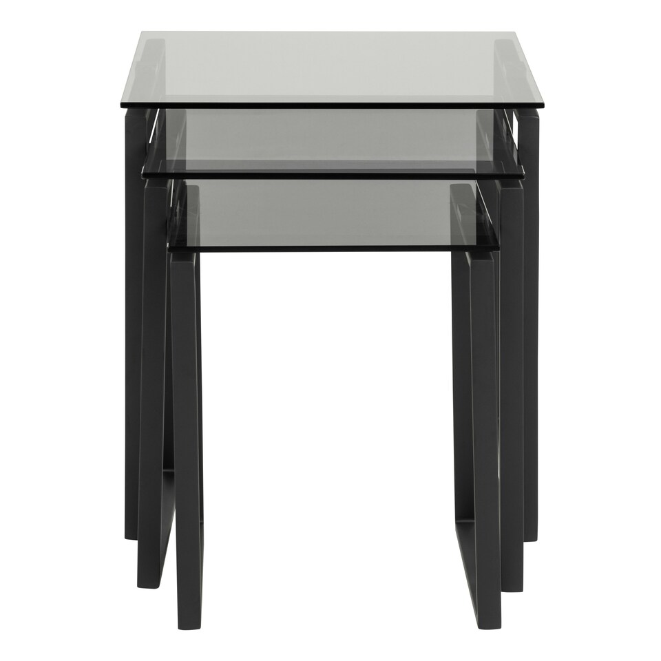 image 1 of Katrine Nest of Tables with Smoked Glass Top Set of 3