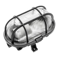CGC Lighting Gina Black Outdoor Cage Bulkhead Wall or Ceiling Light E27 IP44 | Black | Black | Height: 17.5 cm, Width: 12.4 cm, Depth: 10.6 cm