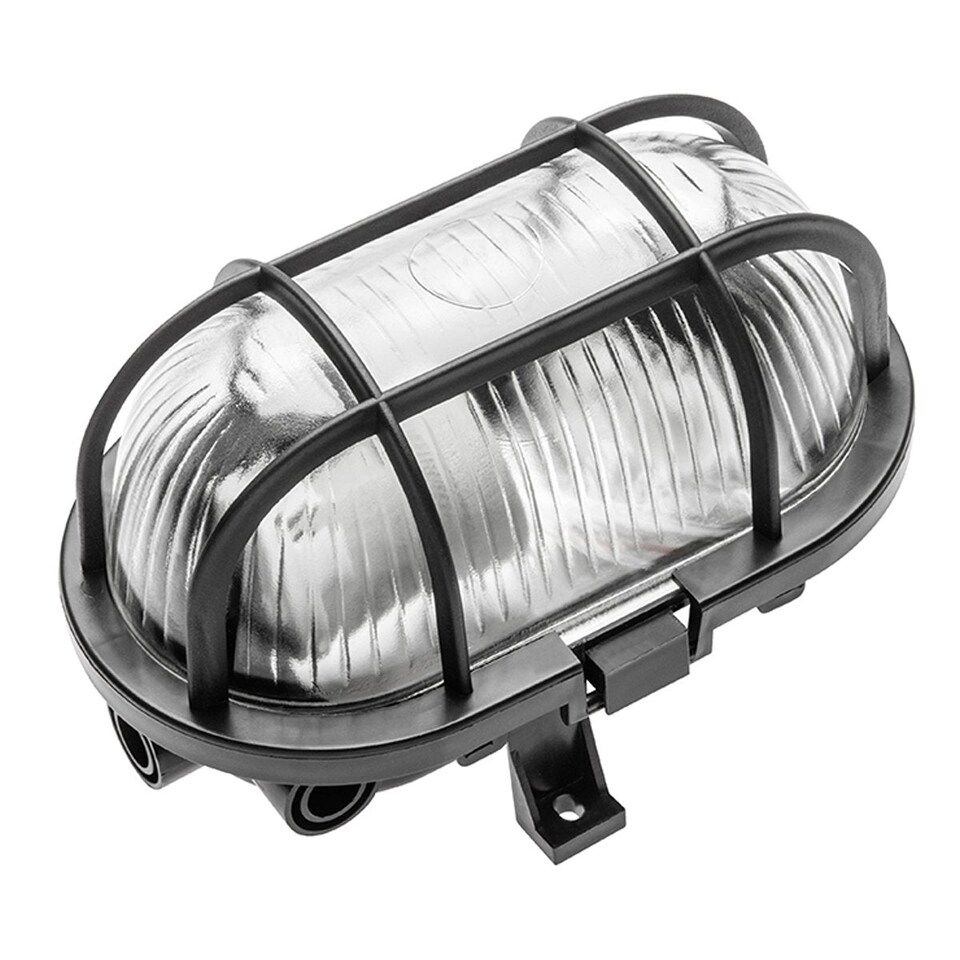 image 1 of CGC Lighting Gina Black Outdoor Cage Bulkhead Wall or Ceiling Light E27 IP44 | Black | Black | Height: 17.5 cm, Width: 12.4 cm, Depth: 10.6 cm