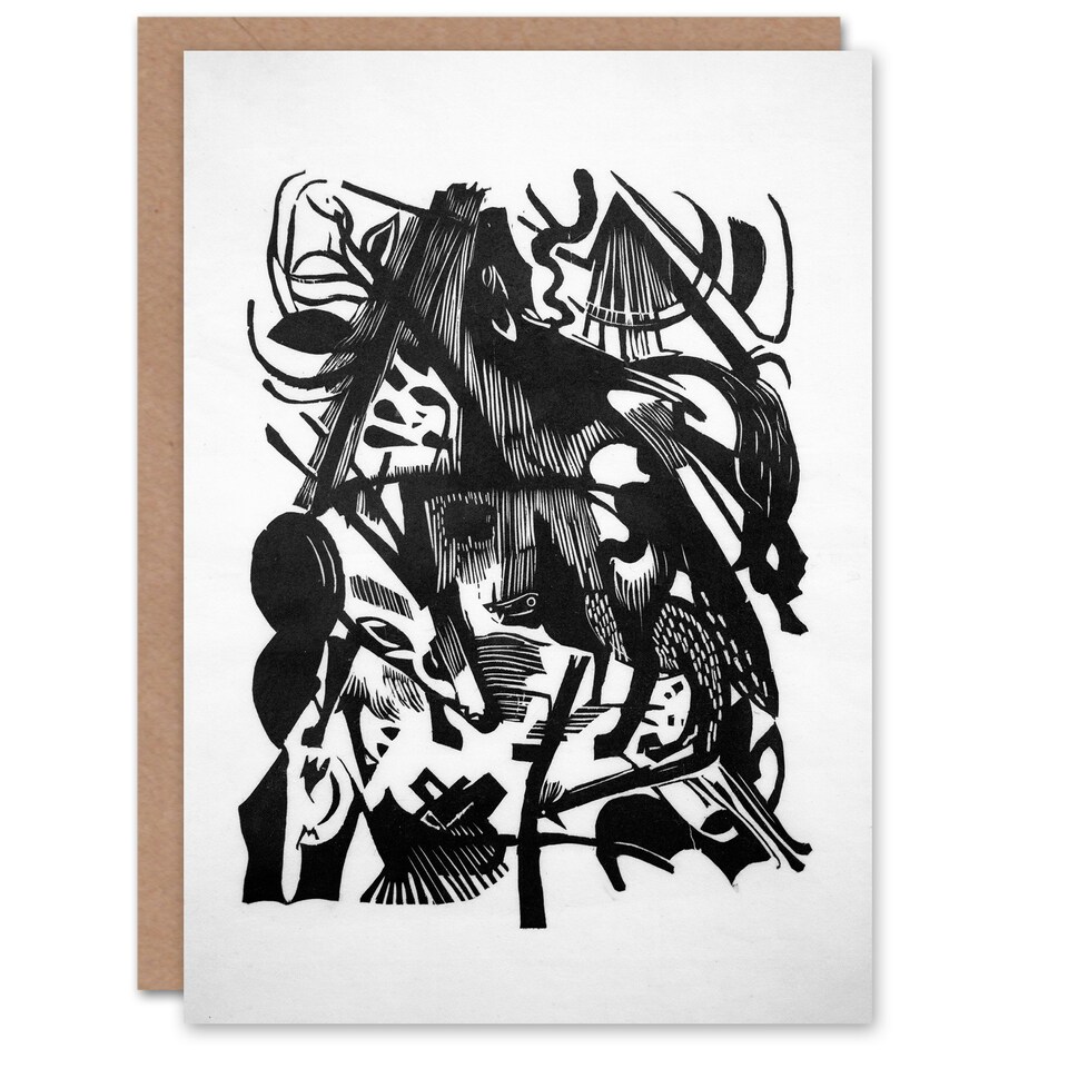 image 1 of Franz Marc Art Card Birth of the Wolves Abstract Painting