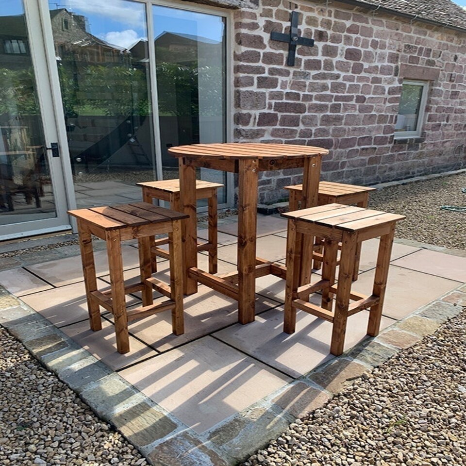 image 1 of Alfresco Bar Set Four Seater - L170 x W170 x H110 - Redwood