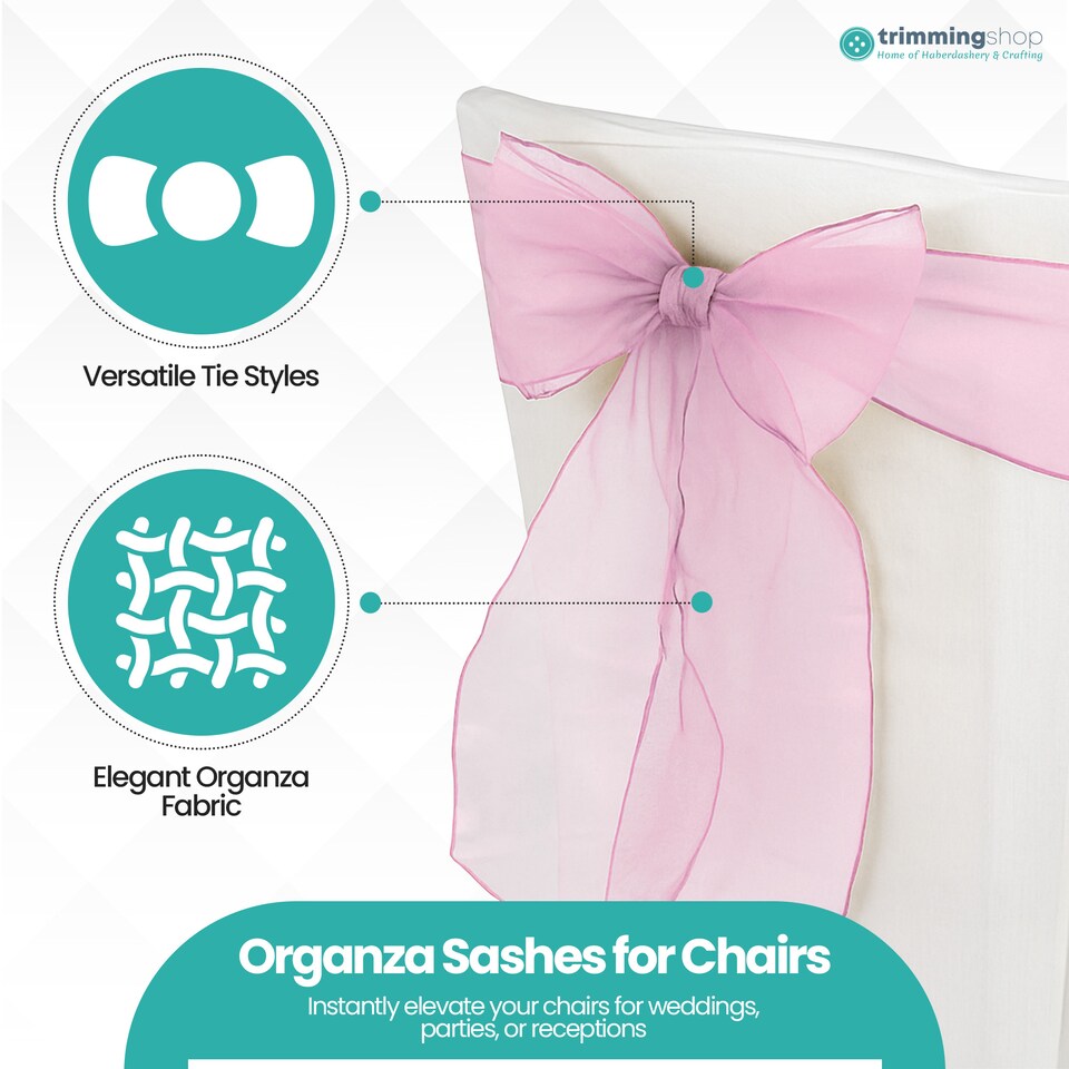 image 1 of 17 x 280cm Organza Chair Sashes, Sheer Sash Ties - 25pcs