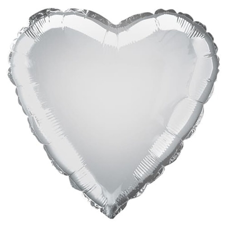 Silver Heart Foil Helium Balloon 46cm / 18 in