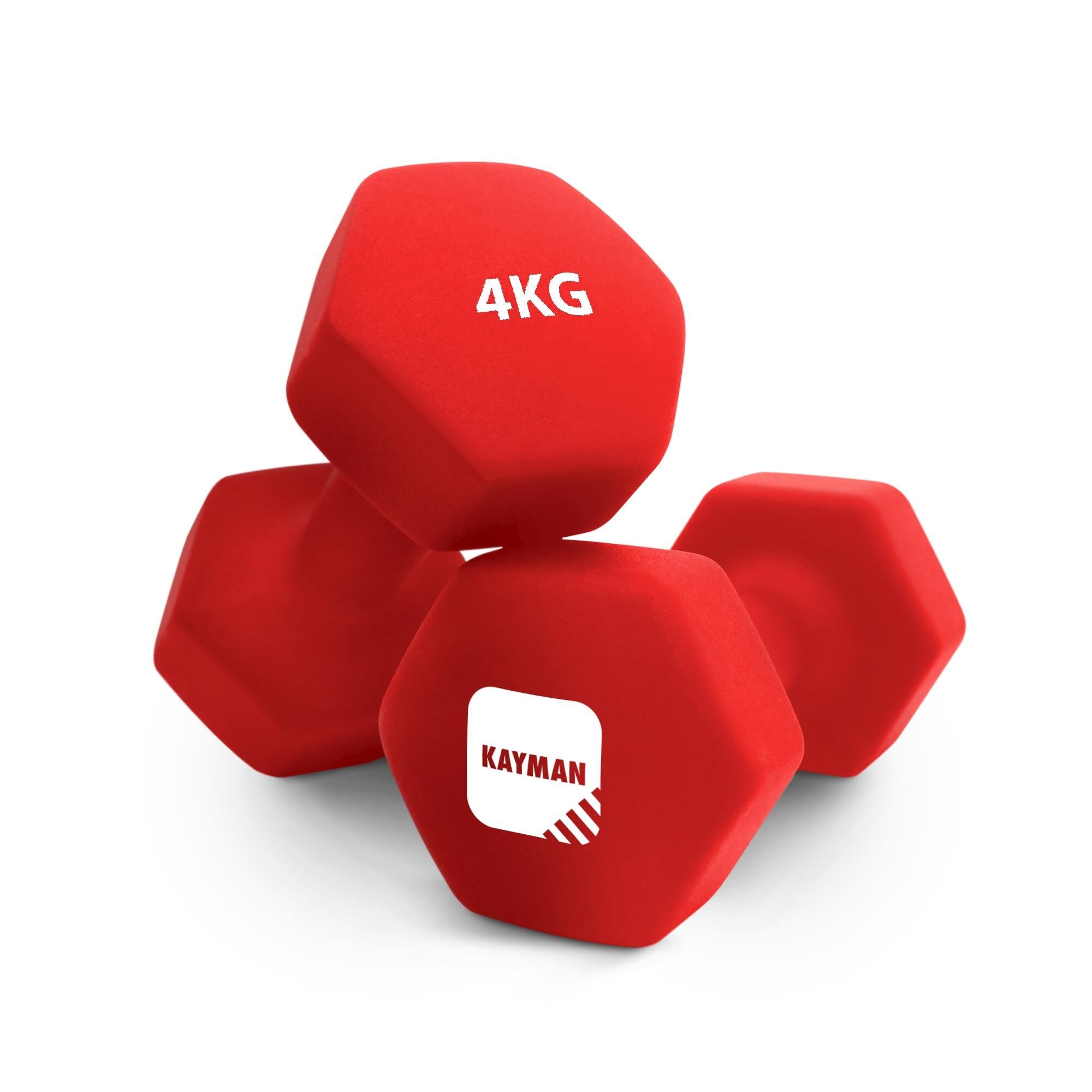 Kayman Neoprene Dumbbells Pair with Hex Ends and Anti Slip Grip