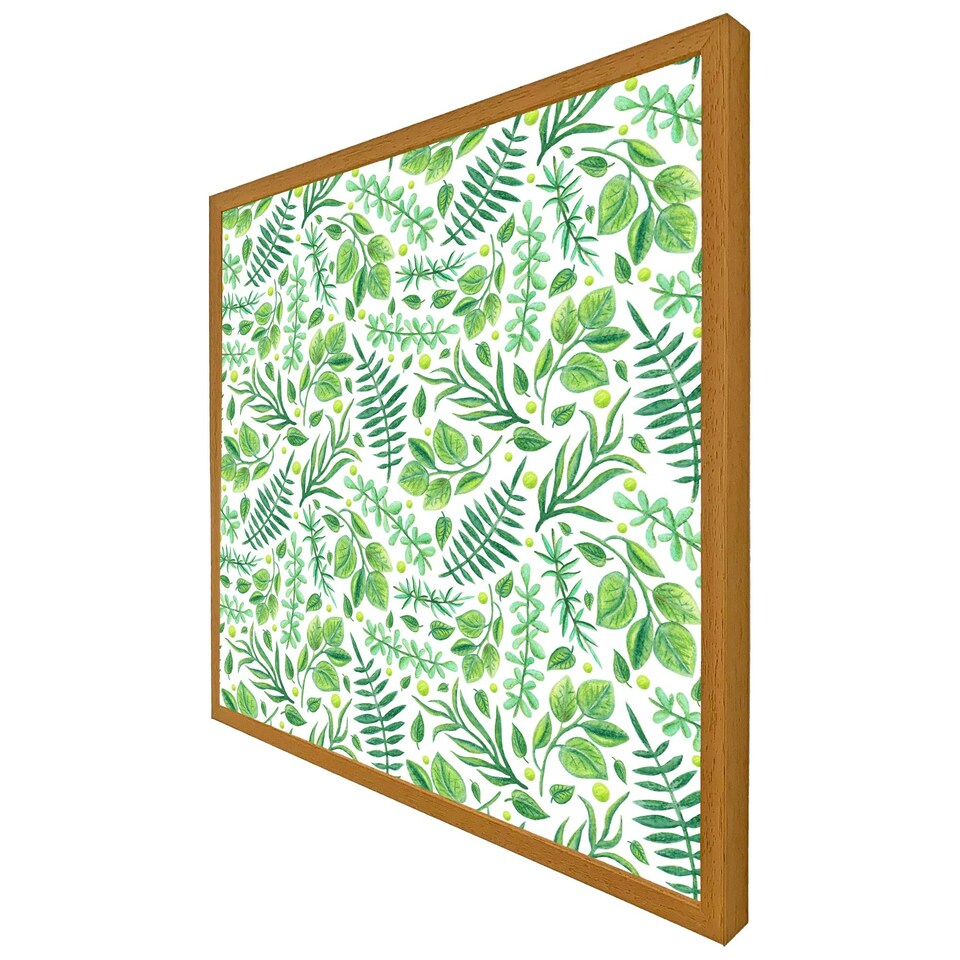 image 1 of Mixed green leaves (Picture Frame) White | L