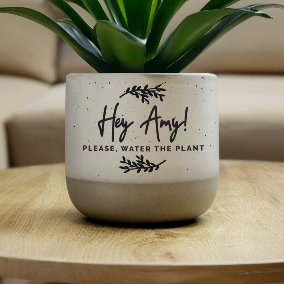 image 1 of Personalised Botanical Flecked Plant Pot