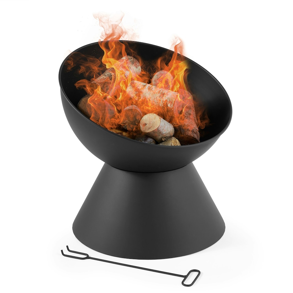 image 1 of VonHaus Fire Pit with Fire Poker Use Wood or Charcoal