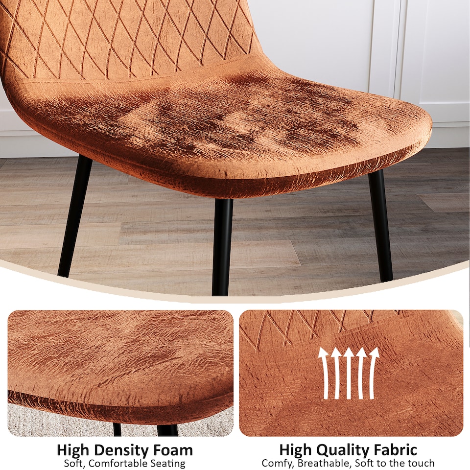 image 1 of Vida Designs Luton Set of 2 Dining Chairs Upholstered Fabric Padded Chair, Orange | Orange | Orange