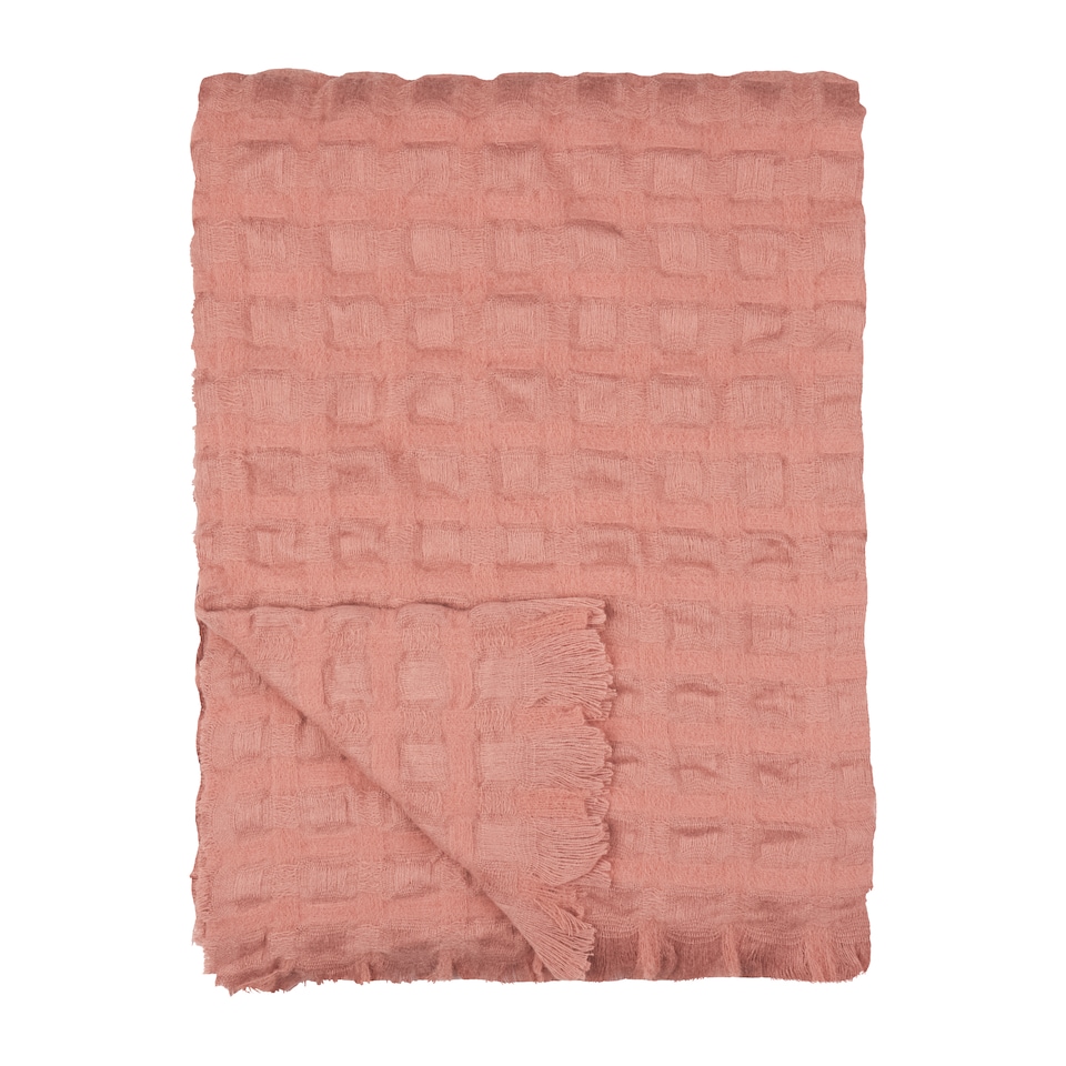image 1 of Wylder Walton Waffle Fringed Throw | Pink | Rose | 1
