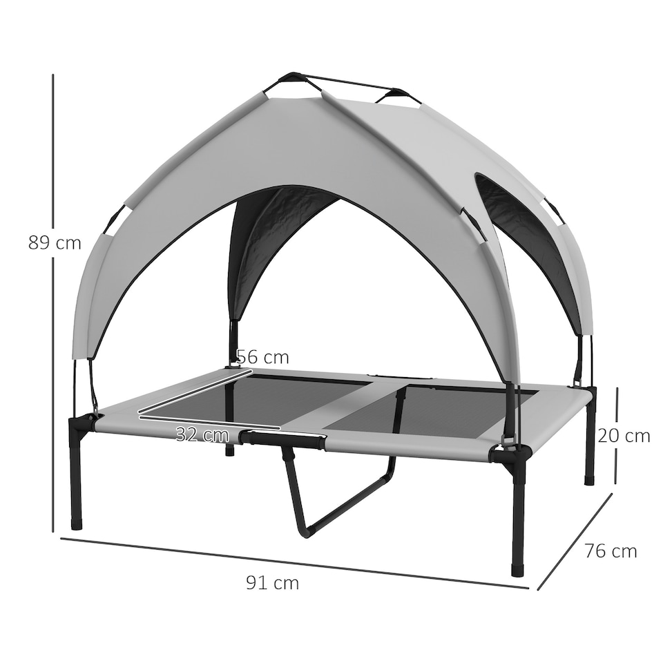 image 1 of PawHut Cooling Raised Dog Bed w/ Breathable Mesh, for M, L Dogs - Light Grey