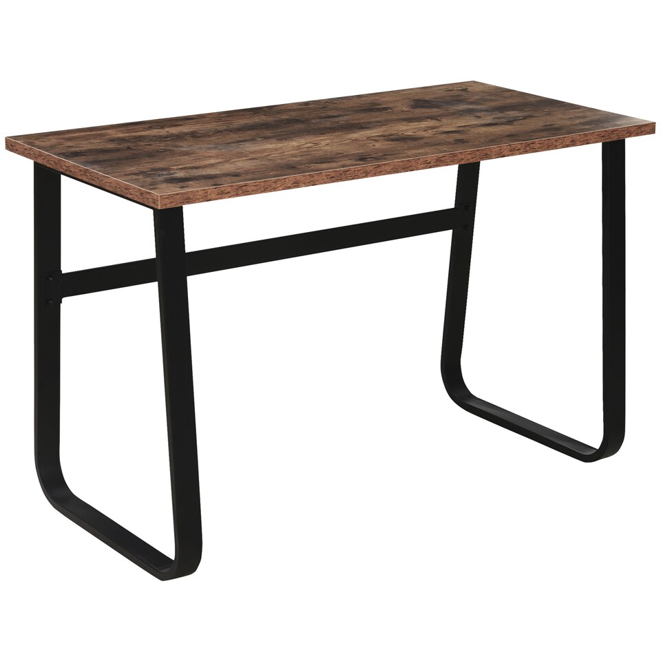 image 1 of HOMCOM Computer Table, Writing Desk with Steel Frame and Wood Top, Industrial Home Study Table, 115 x 58 x 74.5cm, Rustic Brown and Black