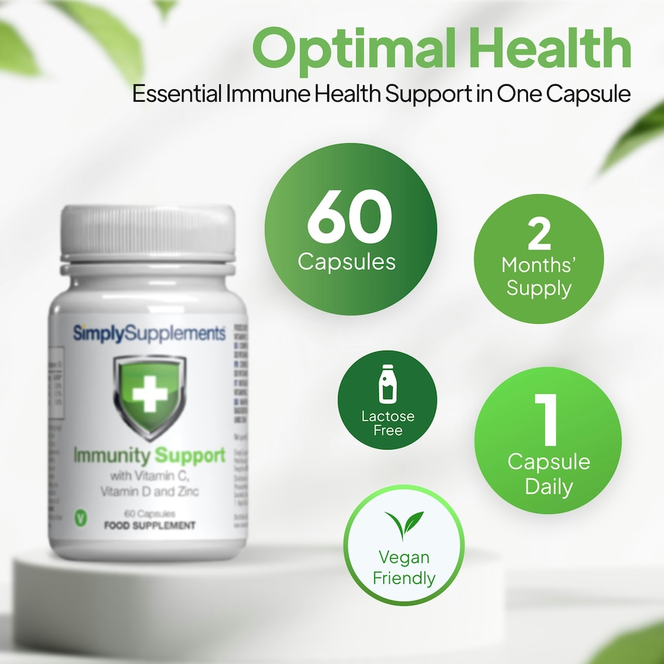 image 1 of Immunity Support with Vitamin C, Vitamin D & Zinc - 60 Capsules