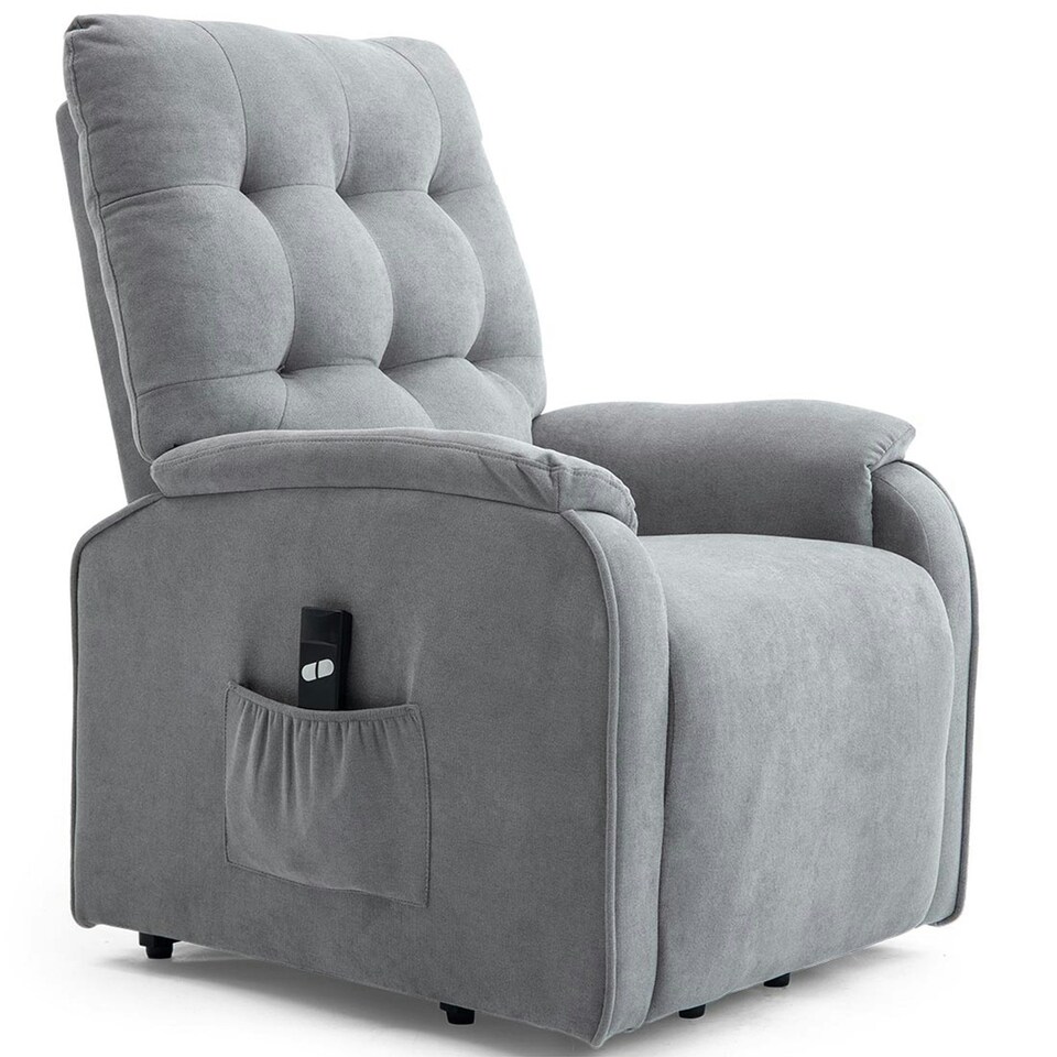image 1 of Charlbury Fabric Single Motor Rise Recliner Electric Lift Chair (Grey)