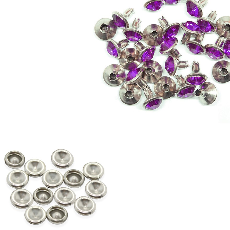 image 1 of 8mm Diamante Acrylic Rhinestone Studs with Pins - Pack of 10