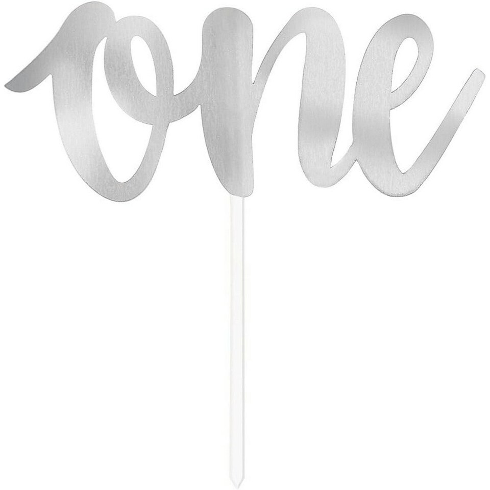 Unique Party One Script Foil Cake Topper - Silver - One Size