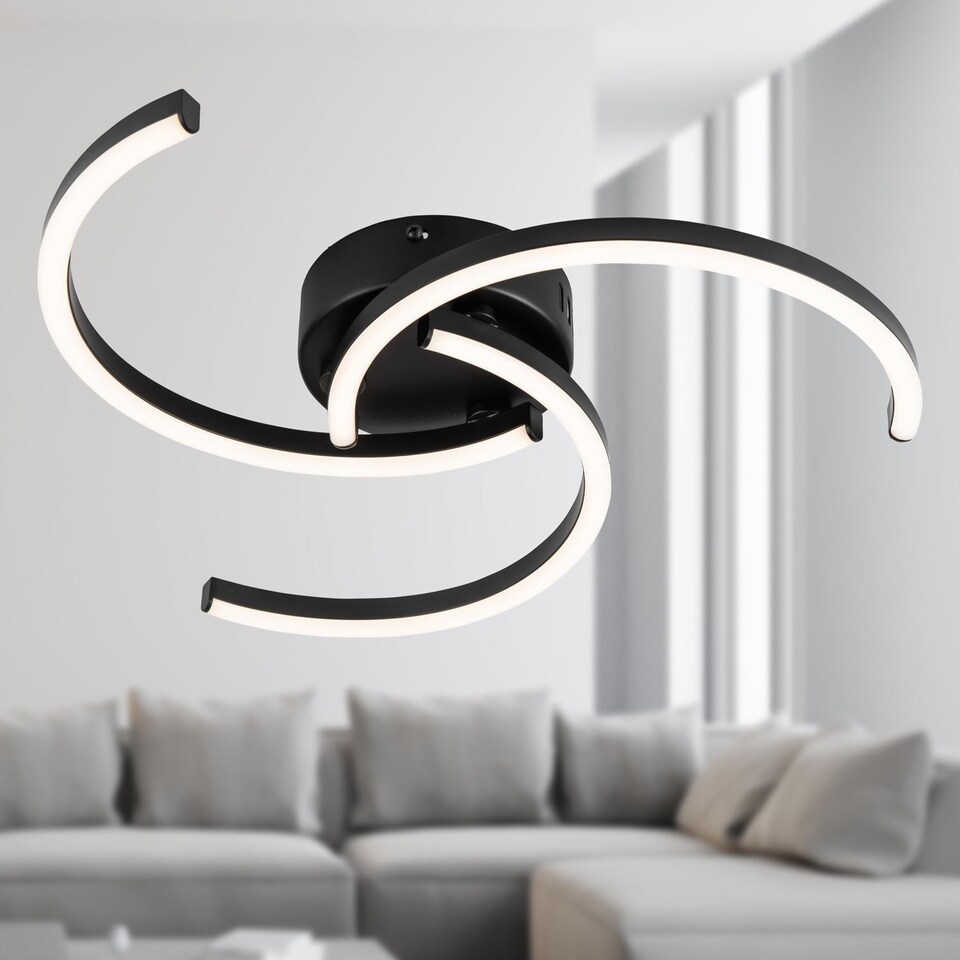 image 1 of Curve - Black LED Flush Ceiling Light | Black | 1