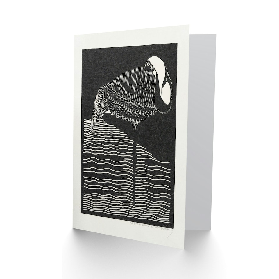 image 1 of Samuel J De Mesquita Art Card Stylised White Necked Crane