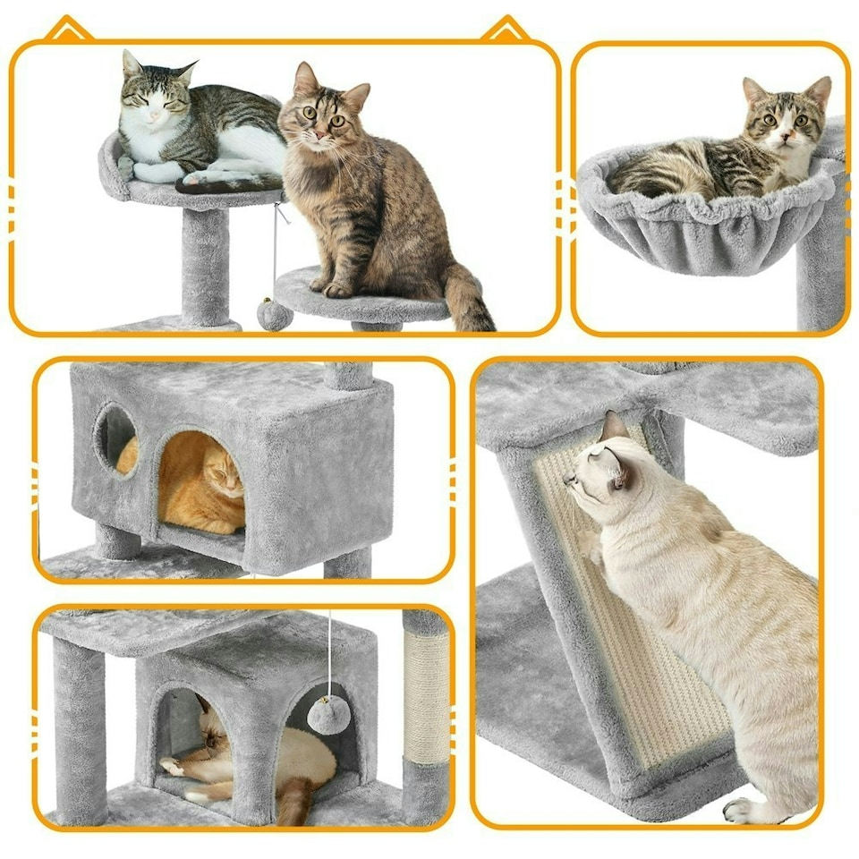 image 1 of Yaheetech 146 cm Multilevel Indoor Cat Tree Tower for Kittens Light Grey
