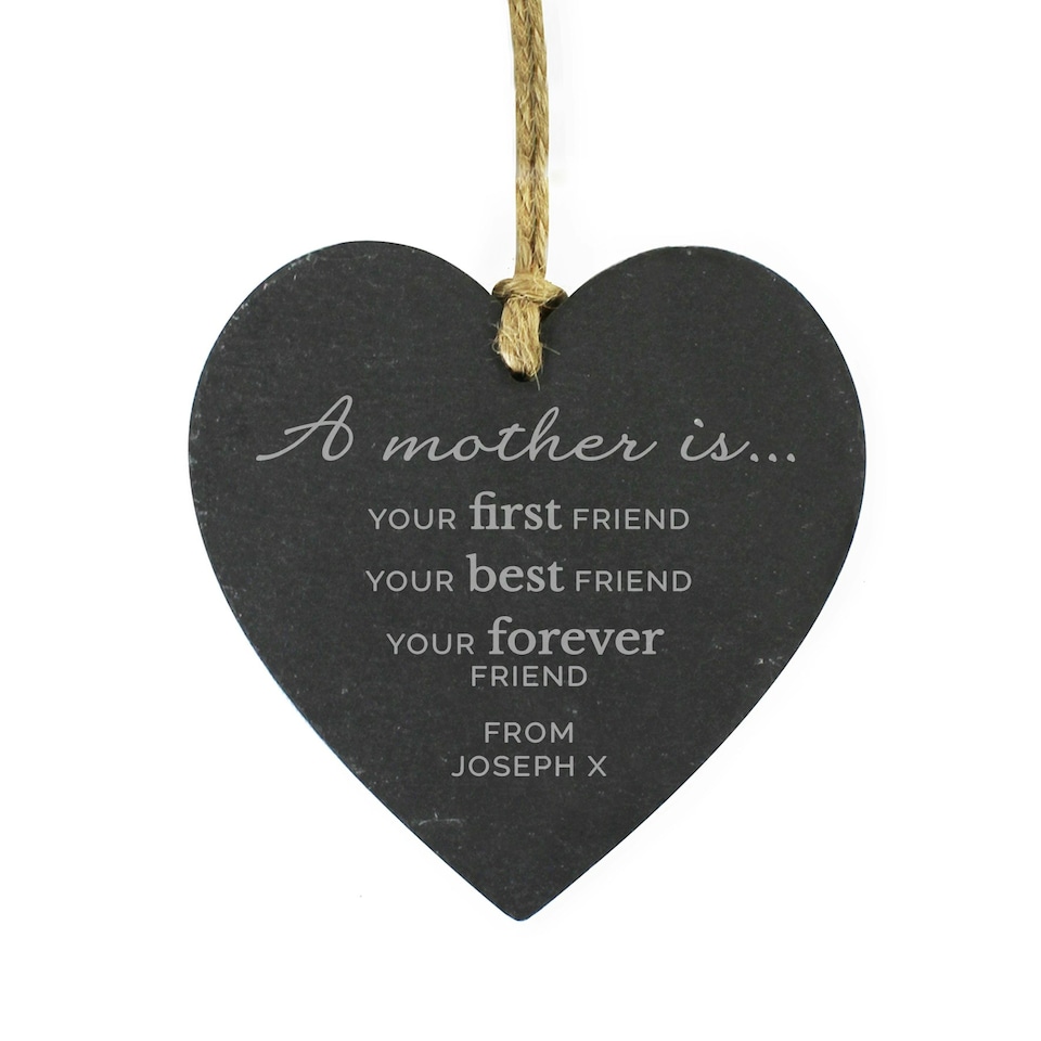 image 1 of Personalised 'A Mother Is' Slate Heart Decoration