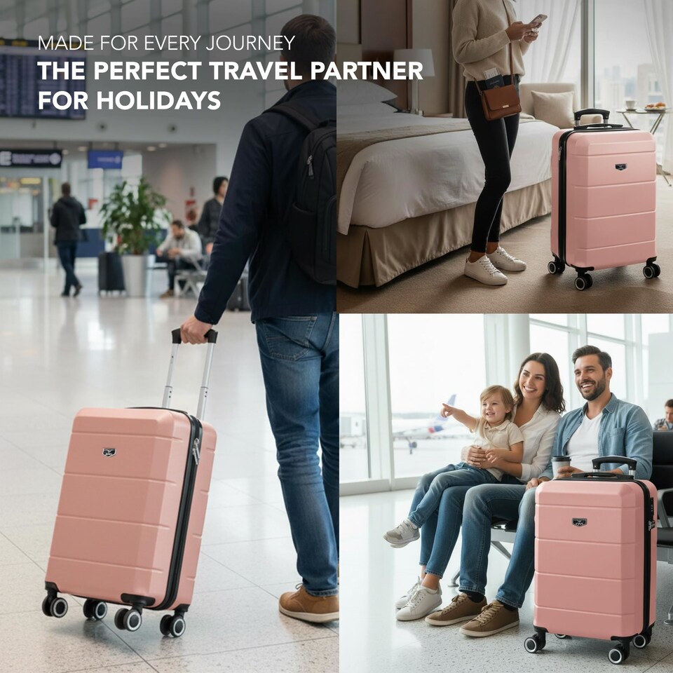 image 1 of Lugg Jetset Lightweight Hard Shell Suitcase ABS 4 Wheels TSA Lock (55x35x23cm)