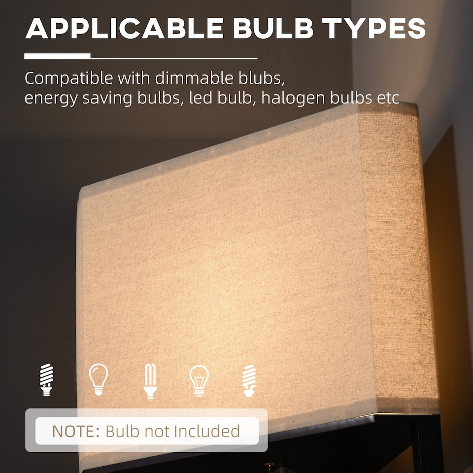 image 1 of HOMCOM Corner Floor Lamp with Shelves, Modern Tall Standing Lamp with Chain Switch for Living Room, Bedroom, Bulb Not Included, Black