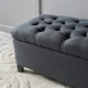 image 6 of Dark Grey Fabric Tufted Ottoman Storage Bench Grey